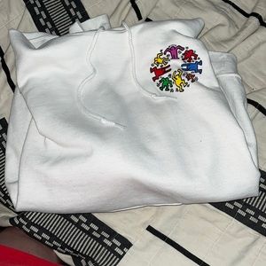 White but colorful sweatshirt